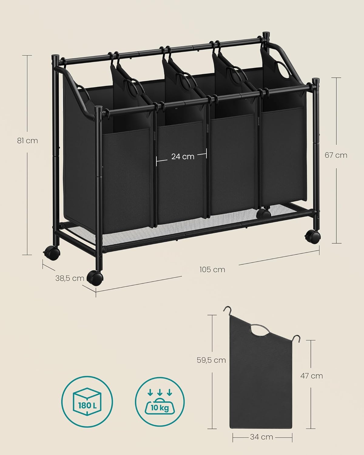 SONGMICS Chariot à Linge 6
