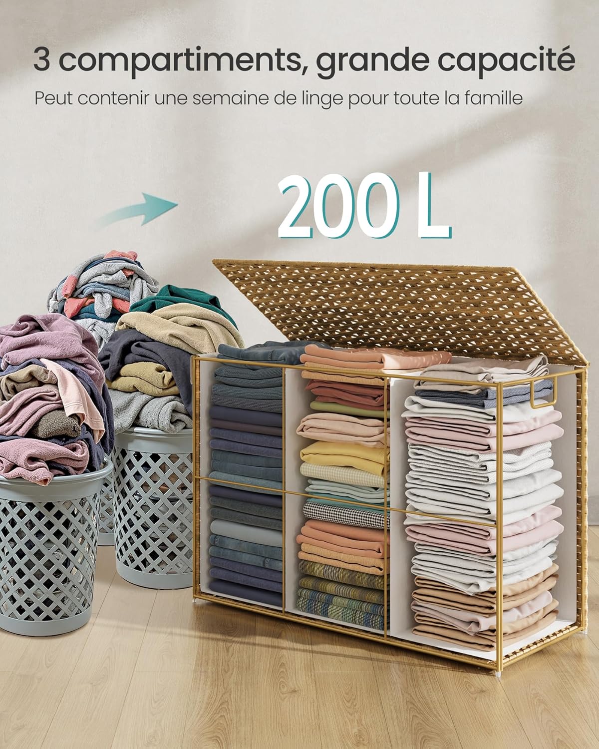 SONGMICS Panier Linge Rotin 5