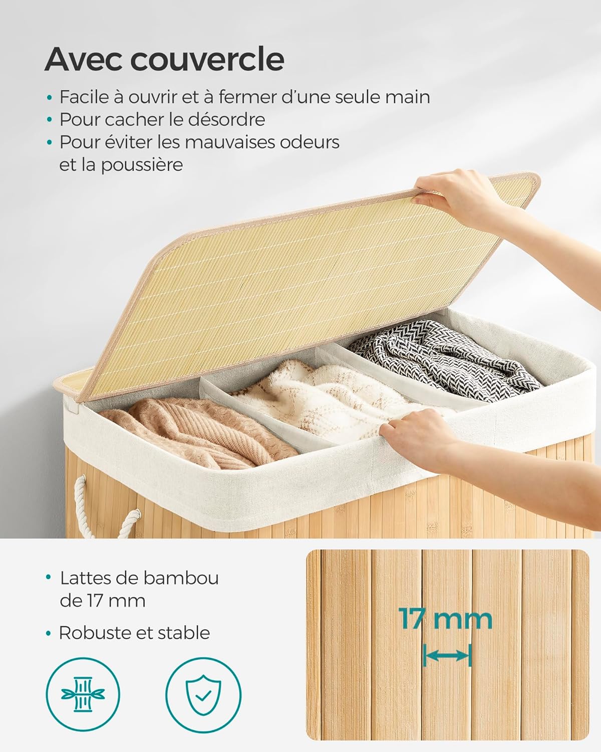 SONGMICS Panier Linge Bambou 3