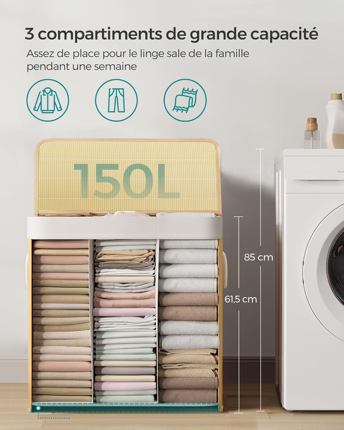 SONGMICS Panier Linge Bambou 4