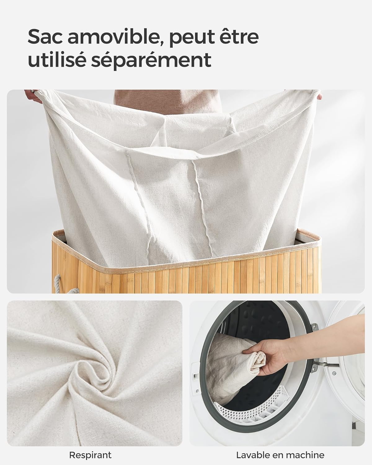 SONGMICS Panier Linge Bambou 7