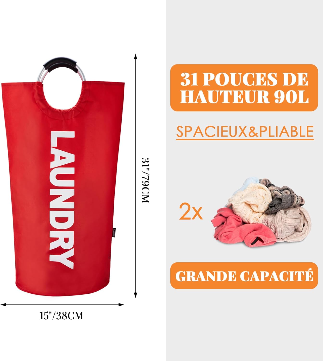 Caroeas Panier à Linge Pliable 90L 2