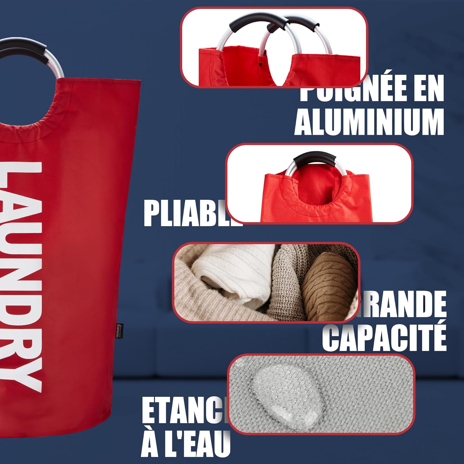 Caroeas Panier à Linge Pliable 90L 6