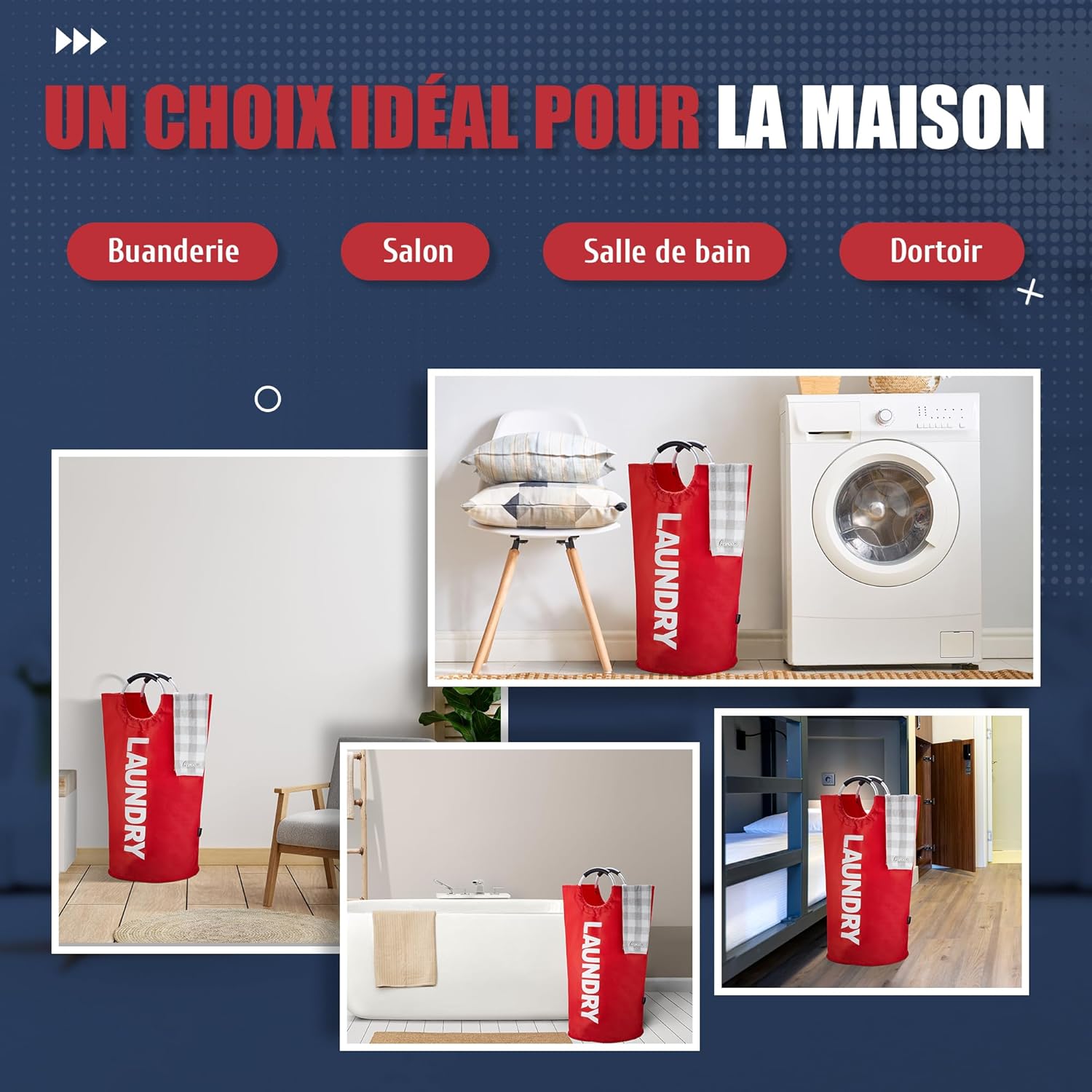Caroeas Panier à Linge Pliable 90L 7