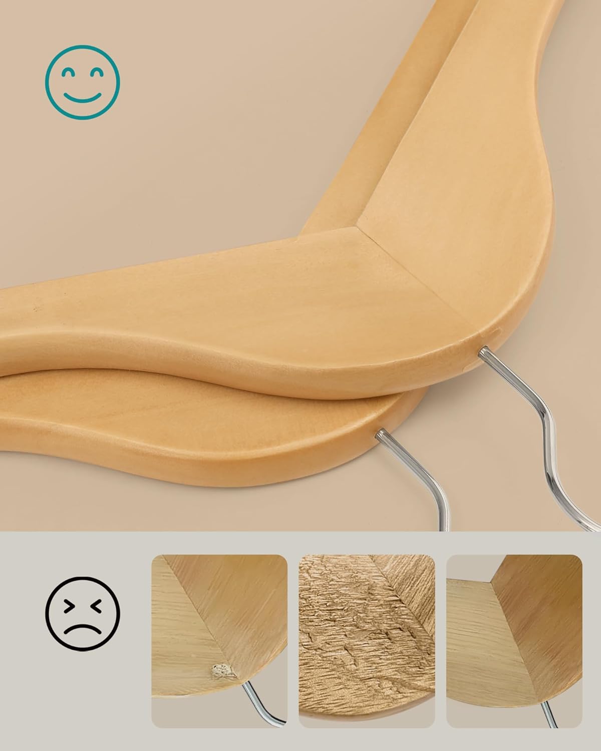 SONGMICS Cintres en Bois dÉrable 6