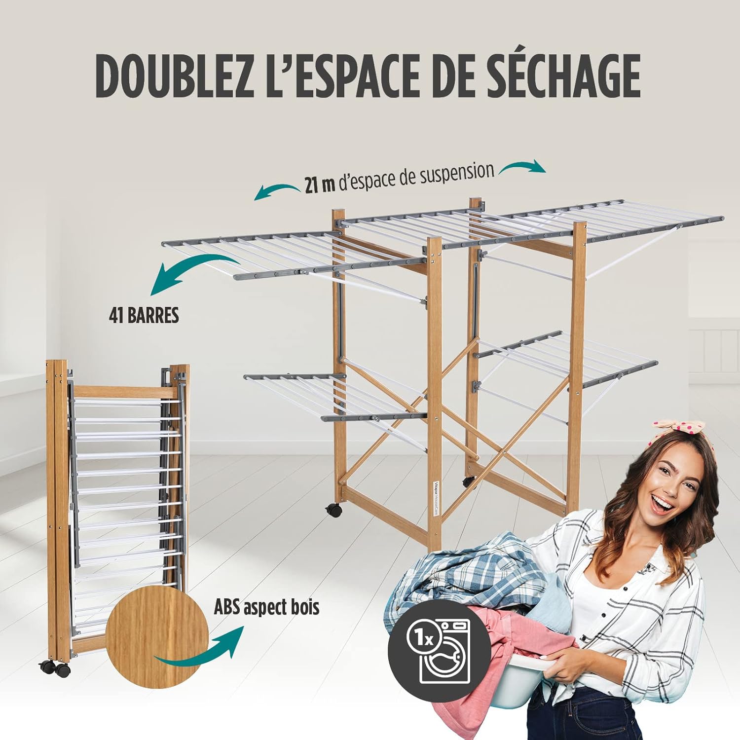 Étendoir à linge bois Vitapur Airprestige 4