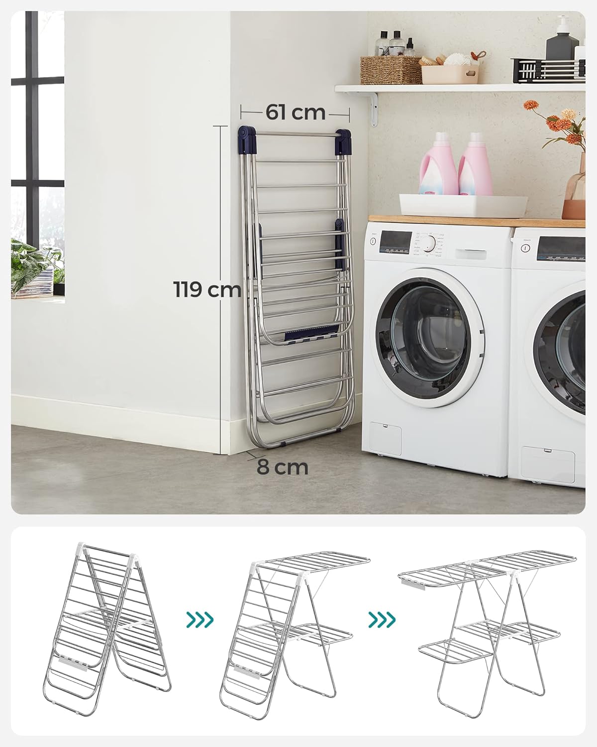 Étendoir à linge pliable SONGMICS LLR53BU 4