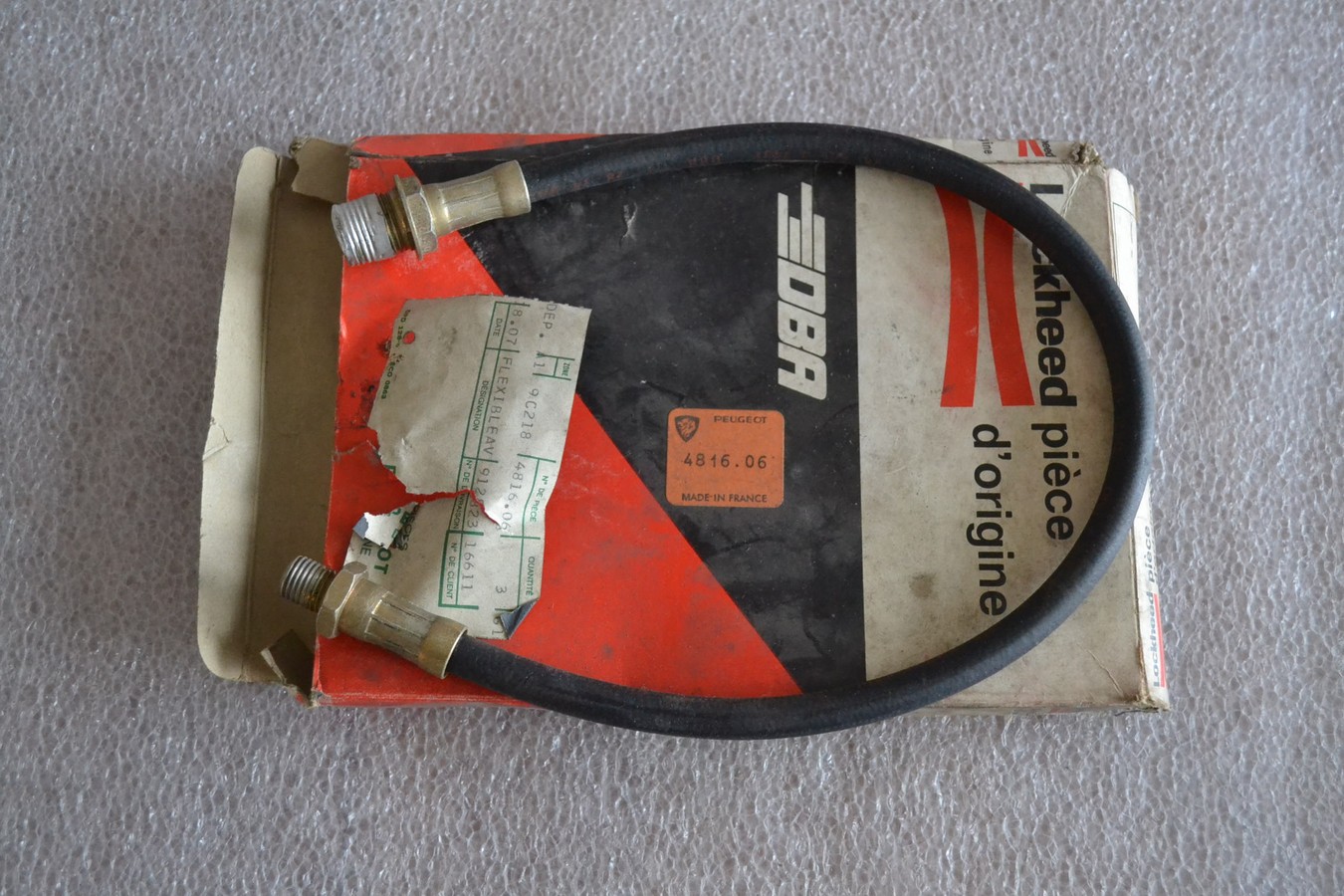 Flexible de frein avant Peugeot D4B, longueur = 491mm, neuf