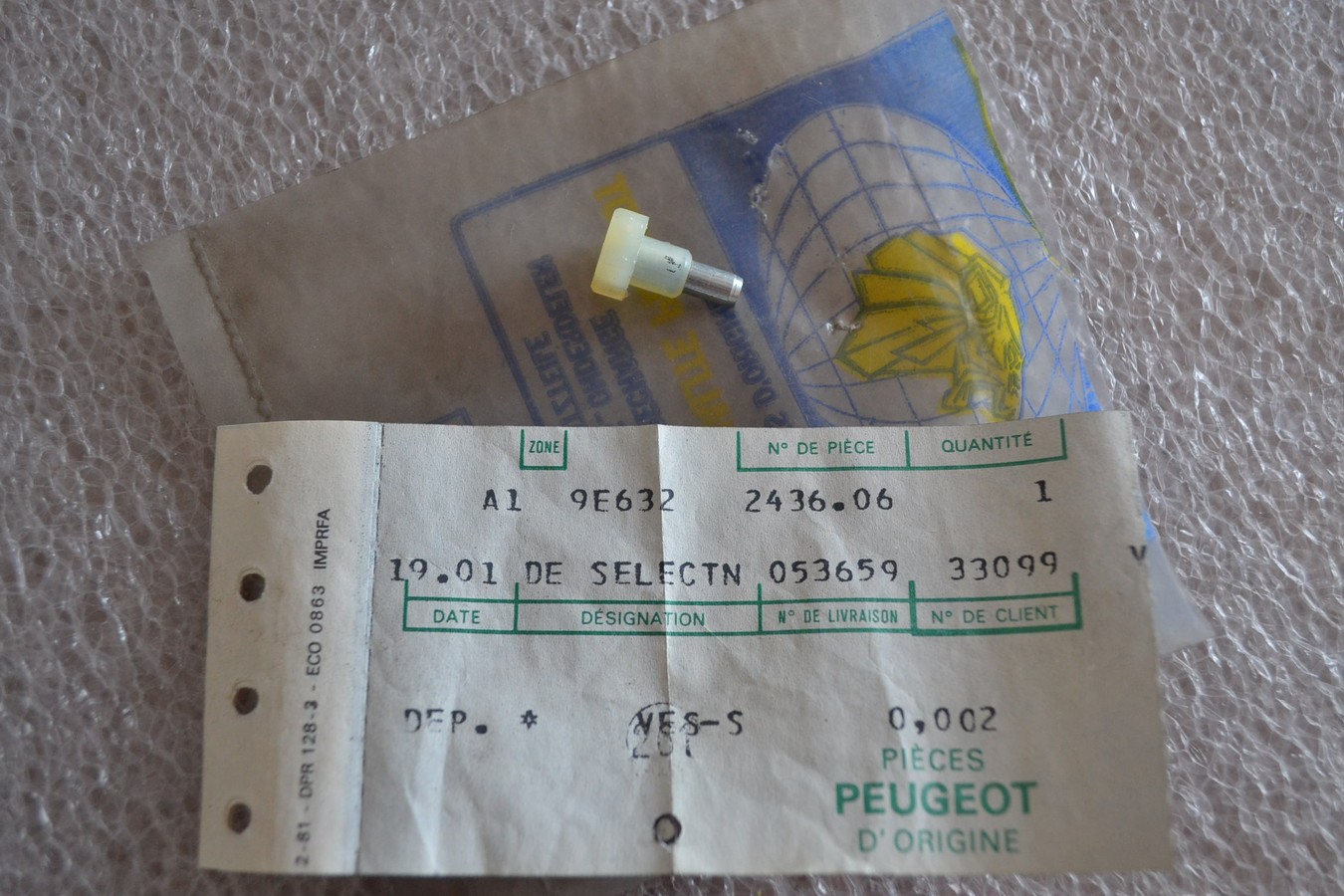 Plot dé nylon de commande des vitesses Peugeot 204 AV 1969, neuf