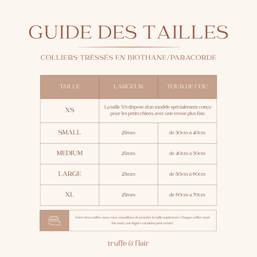 tresses-personnalises-S-XL-tableau-tailles-colliers-biothane-paracorde-truffe-et-flair