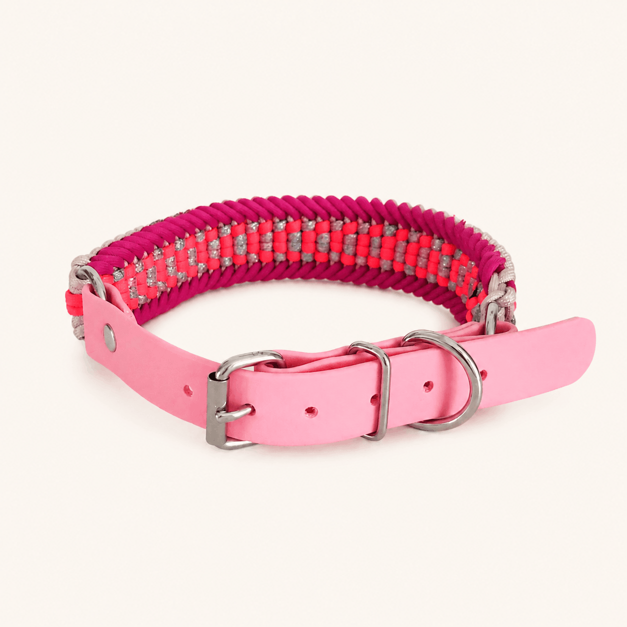 collier-paracorde-fuchsia-biothane-chien-tresse