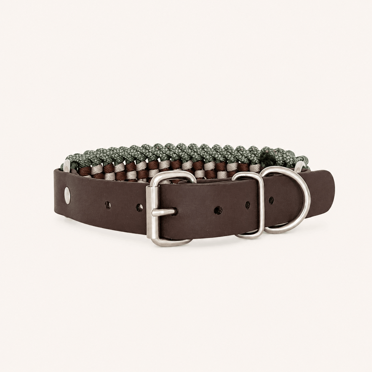 collier-paracorde-marron-vert-biothane-tresse-chien