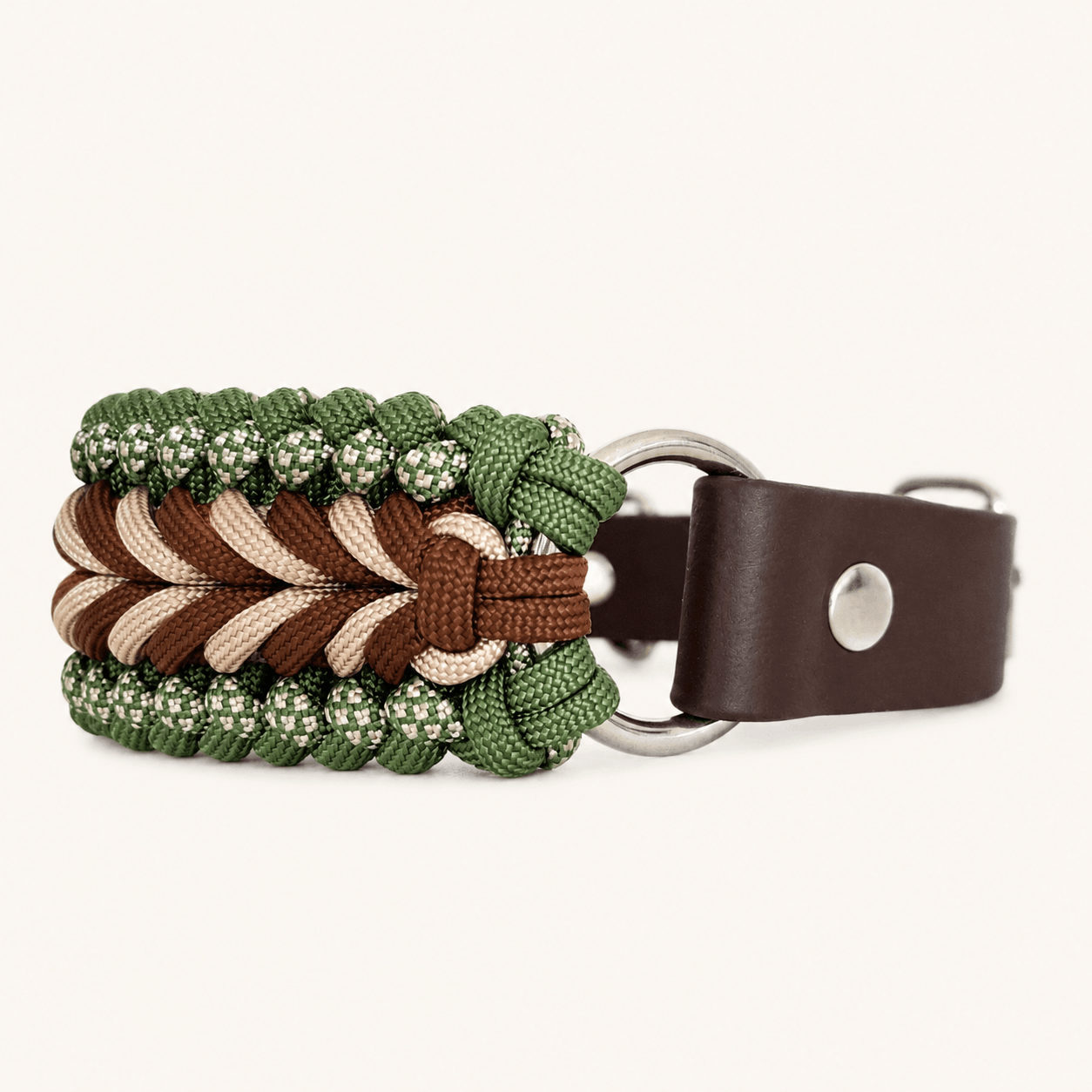 collier-chien-paracorde-marron-vert-biothane-tresse