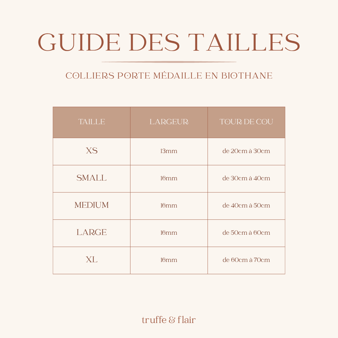 porte-médaille-tableau-tailles-colliers-biothane-truffe-et-flair