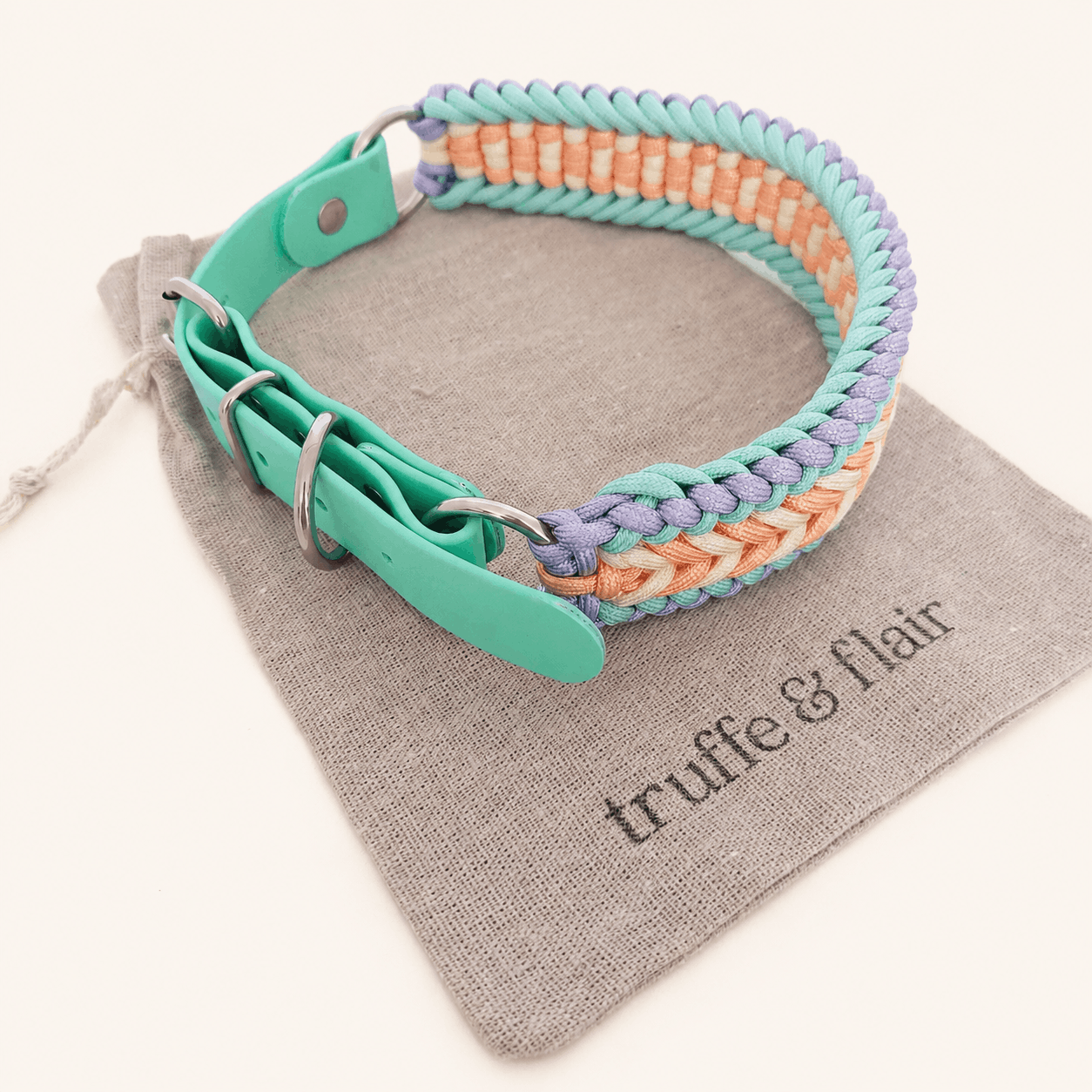 collier-chien-pastel-paracorde-biothane-tresse-truffeflair