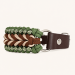collier-chien-paracorde-marron-vert-biothane-tresse