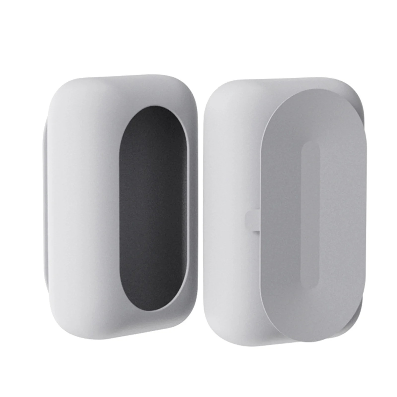 Boite support pour lingettes en silicone à ventouse design gris clair face et dos.
