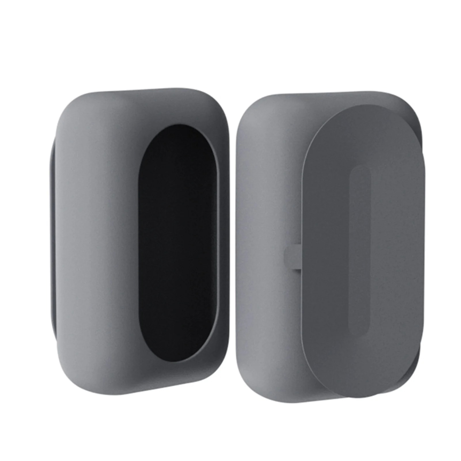 Boite support pour lingettes en silicone à ventouse design gris foncé face et dos.