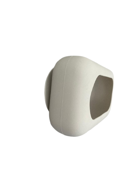 Distributeur de lingette suspendu flottant à ventouse gris clair profil.