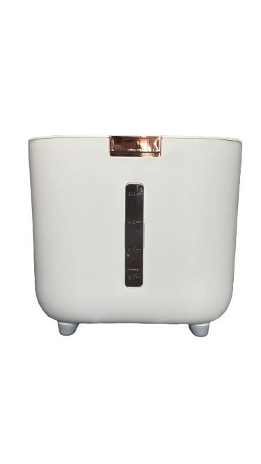 Boîte hermétique pour farine, céréales, riz, semoule 5 kg bouton rose gold de face.