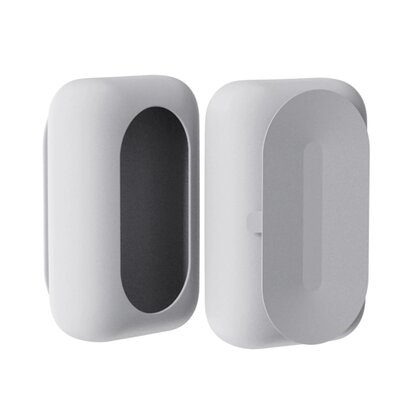 Boite support pour lingettes en silicone à ventouse design gris clair face et dos.