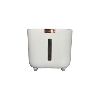 Boîte hermétique pour farine, céréales, riz, semoule 5 kg bouton rose gold de face.
