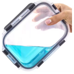 Boîtes en verre alimentaire hermétiques liquide bleu.
