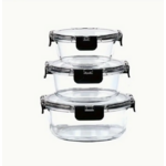 3 Boîtes en verre alimentaire hermétiques rondes empilées