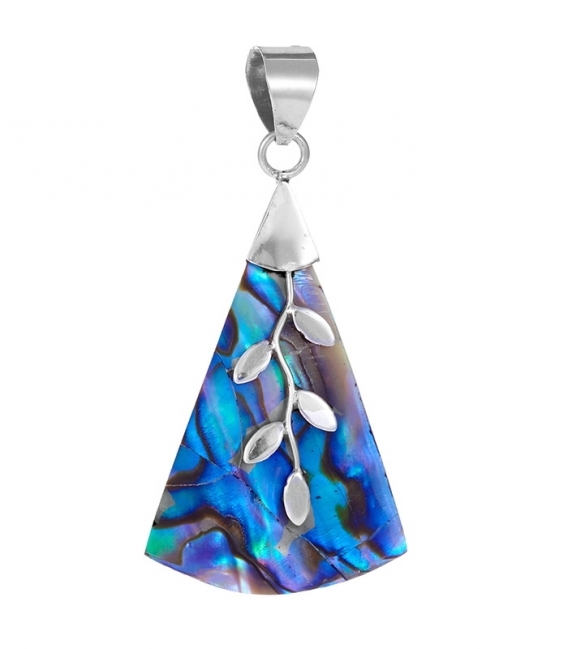 Pendentif Rectangulaire En Abalone (Nacre) - Métal Argenté - N3758