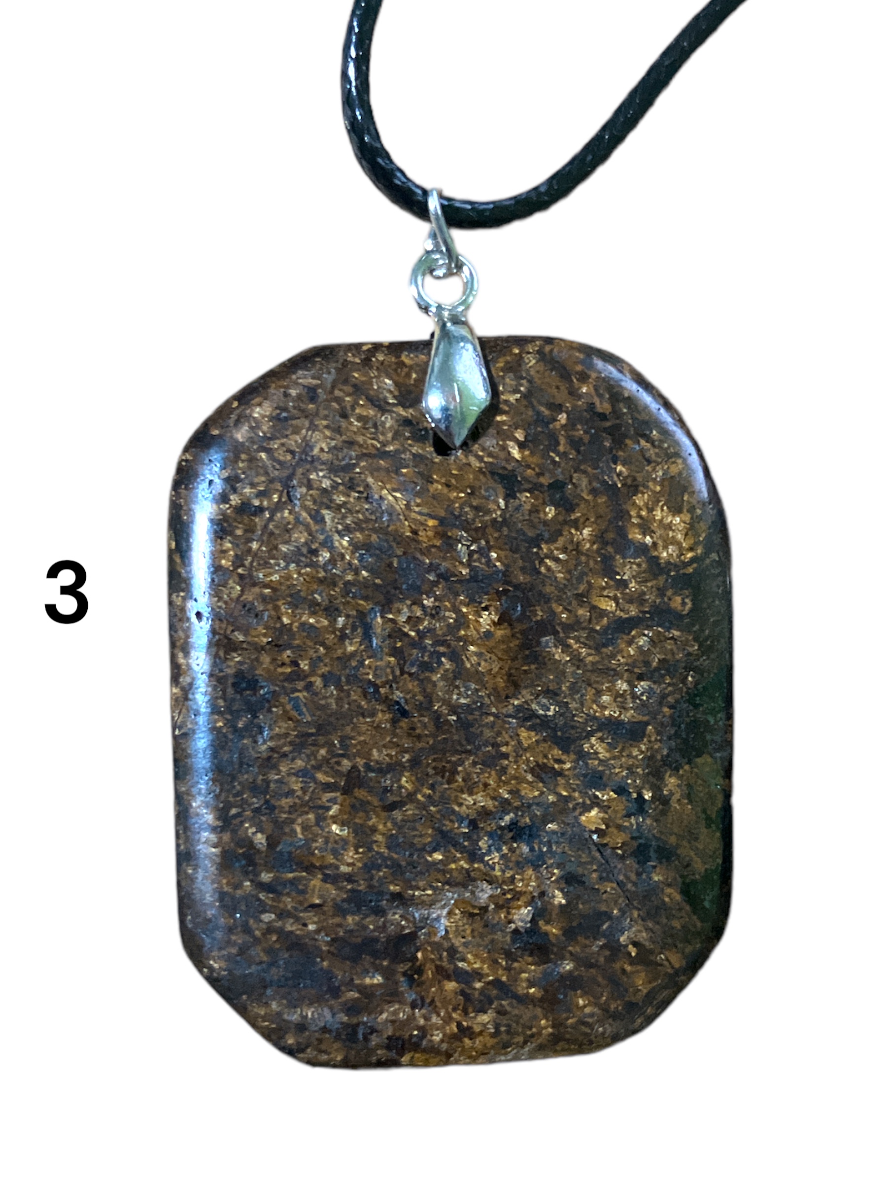 Pendentif Cœur En Bronzite Plat Avec œillet - Pierre Précieuse Brune, Du Brésil