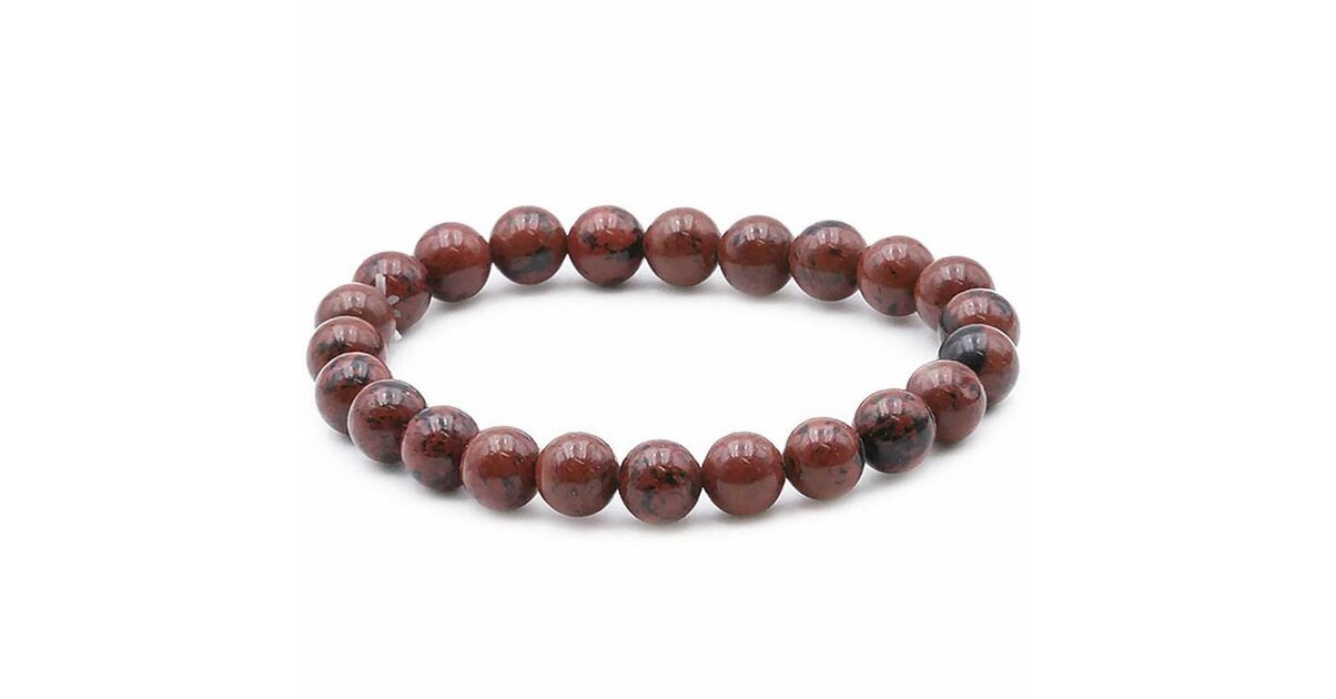 Bracelet En Obsidienne Acajou - Perles Montées Sur élastique - Occasion Bon état