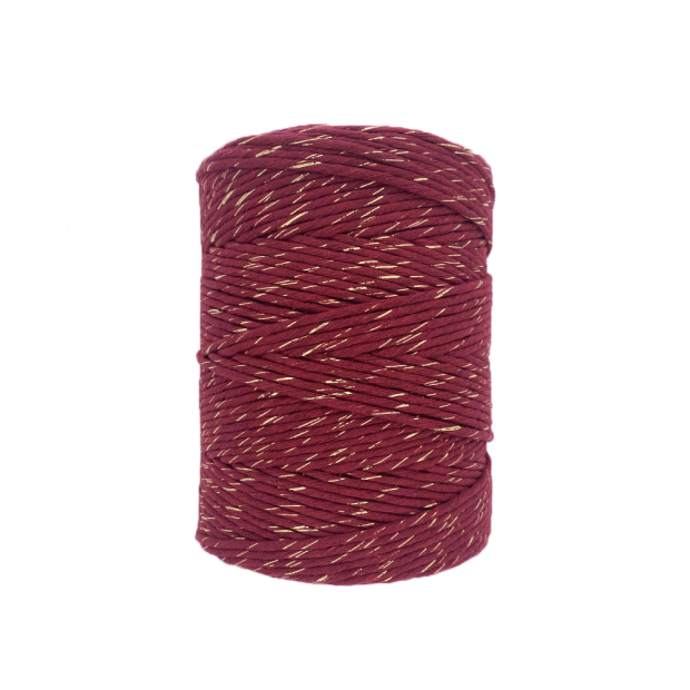 Fil coton Peigné BORDEAUX/OR Macramé, 1KG