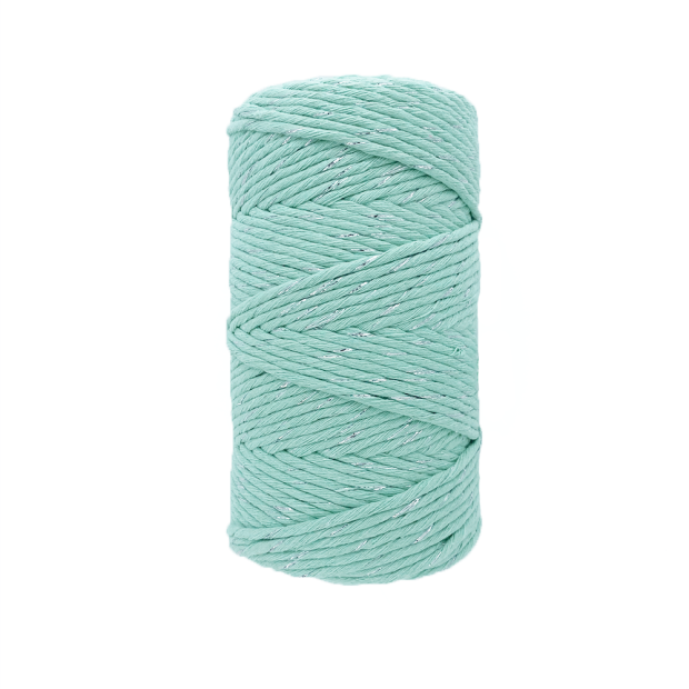 Fil coton Peigné MENTHE/FIL ARGENT Macramé, 500G