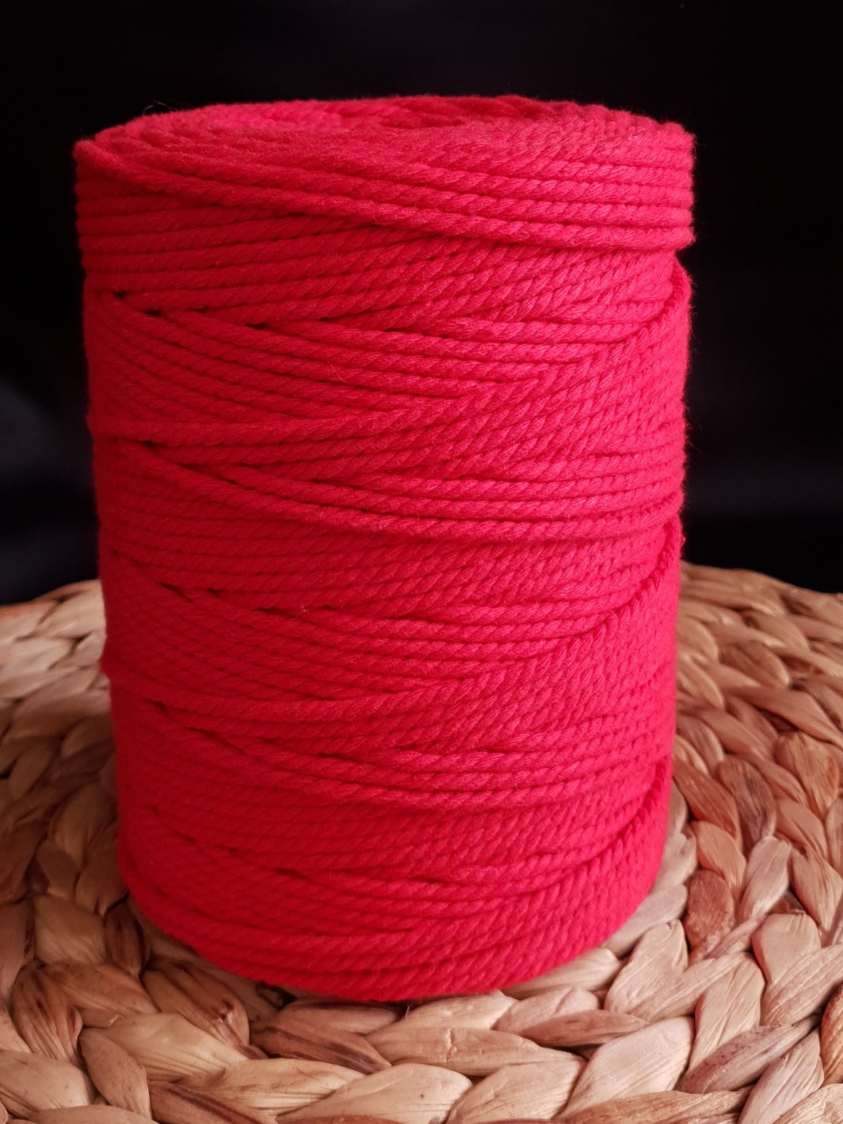 Fil coton Torsadé ROUGE Macramé, 100% Français, 1KG