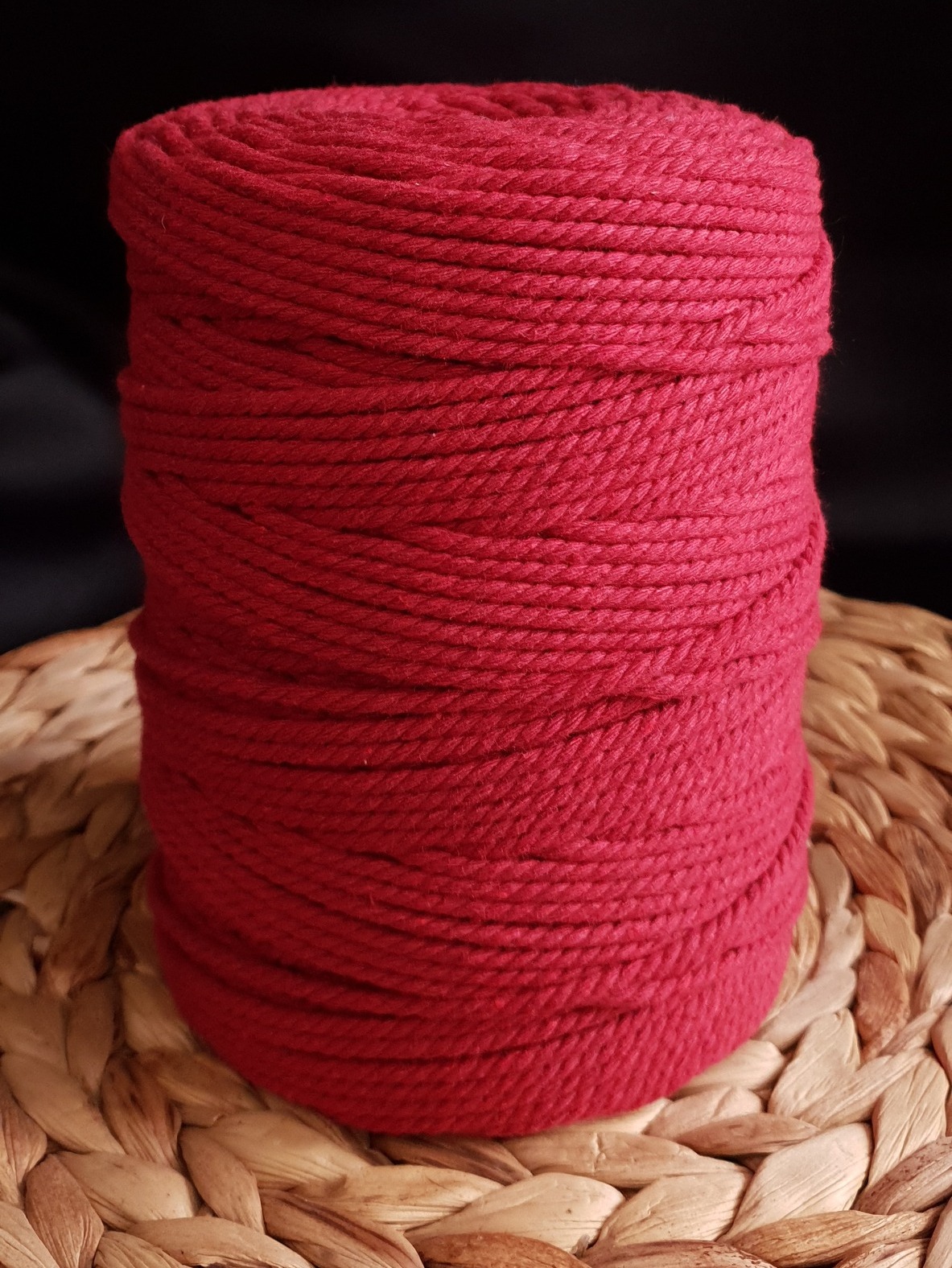 Fil coton Torsadé ROUGE CERISE Macramé, 100% Français, 1KG