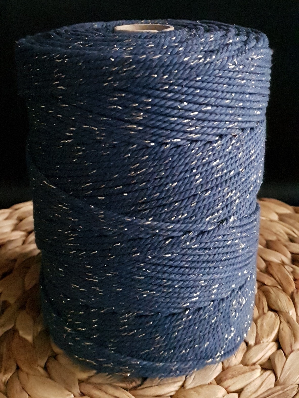 Fil coton Torsadé BLEU PETROLE/OR Macramé, 1KG