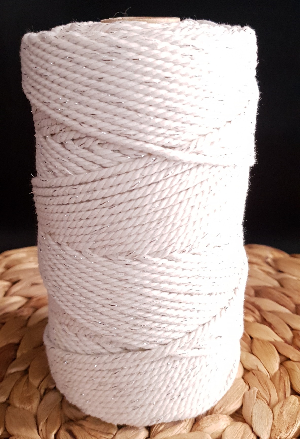 Fil coton Torsadé ECRU/FIL ARGENT Macramé, 500G