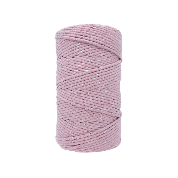 Fil coton Peigné ROSE DRAGEE/FIL ARGENT Macramé, 500G