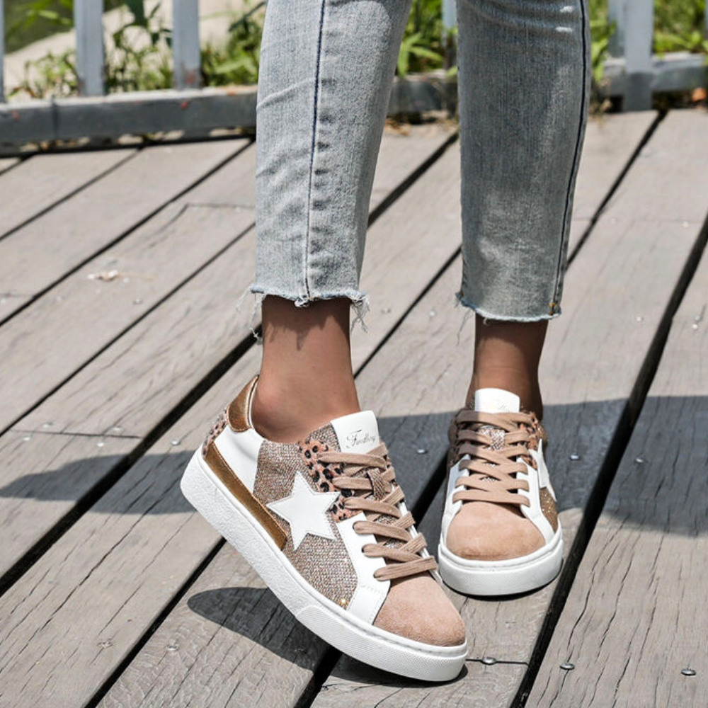 Baskets a lacets CHARLIE Dorées- By MJ Boutique