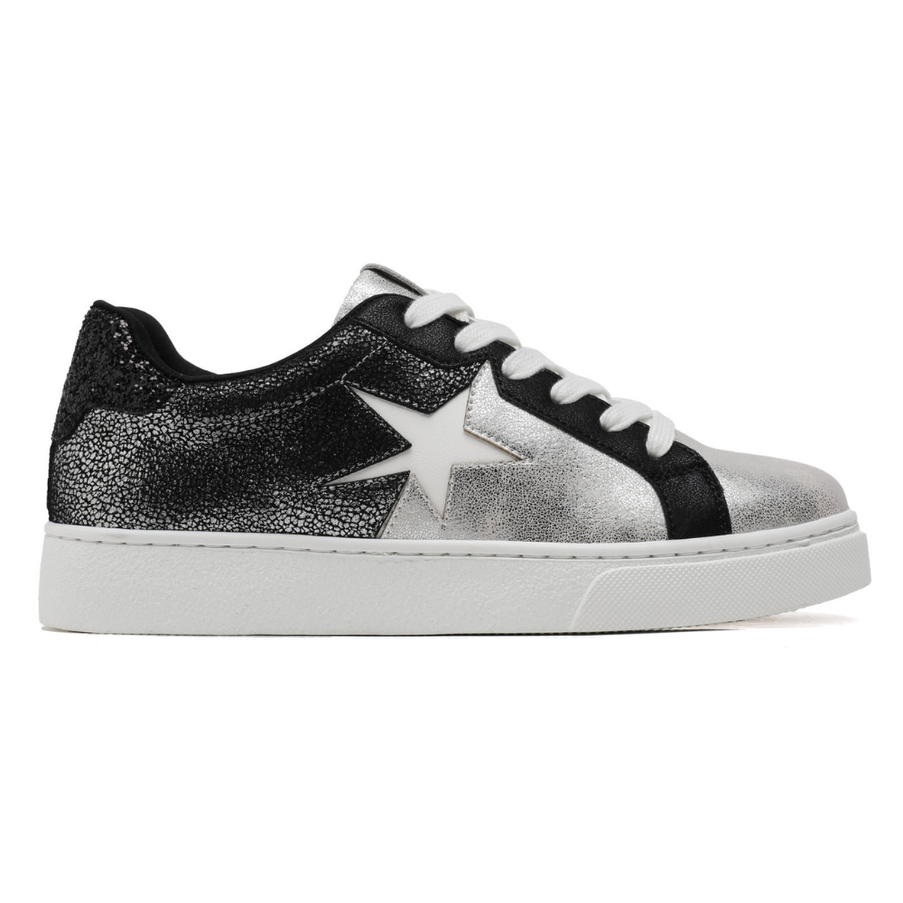 Baskets à lacets AGATHE argent- By MJ Boutique (1)