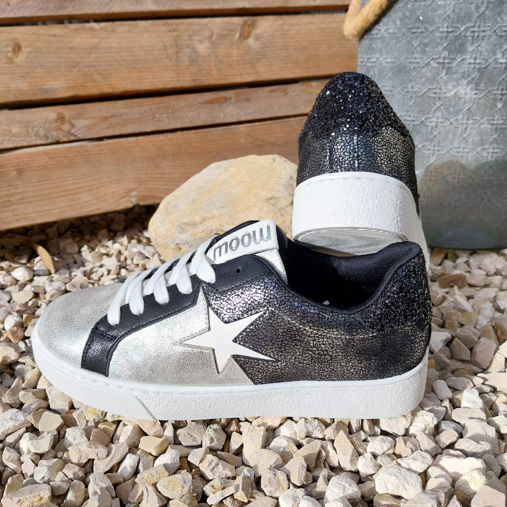 baskets à lacets agathe argent -ByMJBoutique