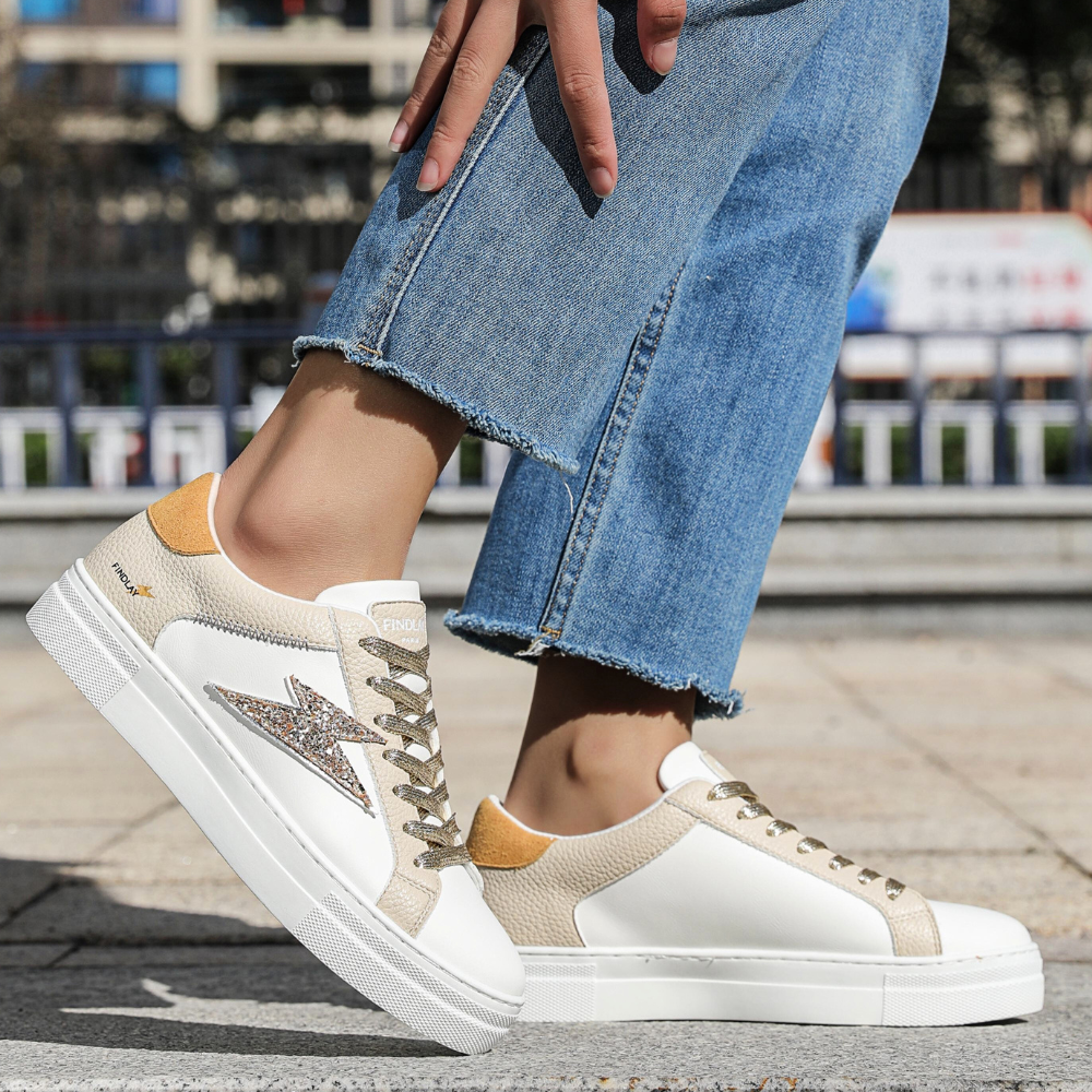 Baskets éclair à lacets ANGELE beige -By MJBoutique