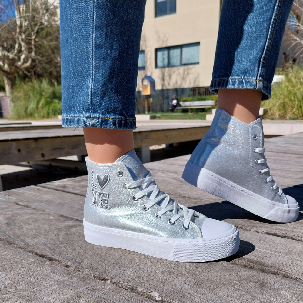 baskets montantes LOVE Silver 2- ByMJboutique