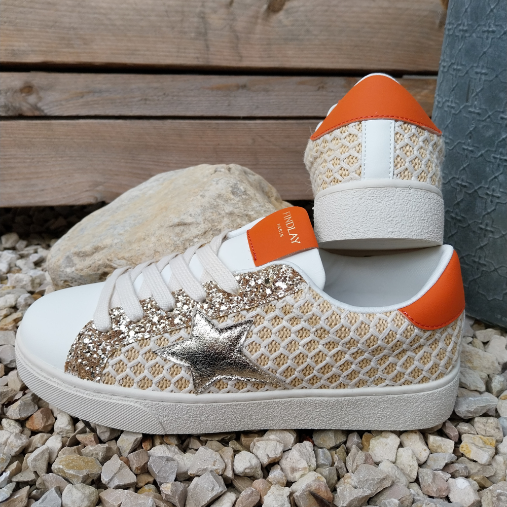 Baskets étoile a lacets - EMY- Orange 3-Bymj boutique