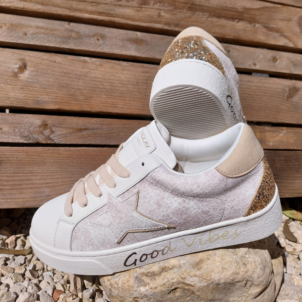 Baskets etoiles à lacets - MATEA - rose marbre5