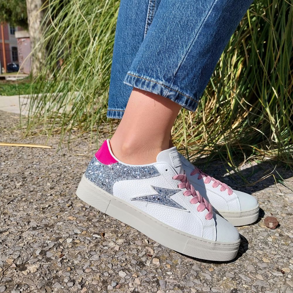 Baskets éclair à lacets CLAUDIA rose 2- By MJboutique