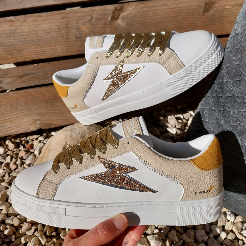 Baskets éclair à lacets ANGELE beige3 -By MJBoutique