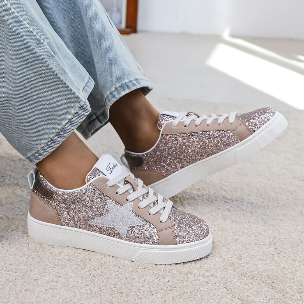 Baskets étoiles à lacets - AMEL- Rose