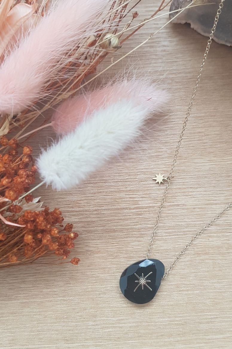 Collier acier Luna Onyx