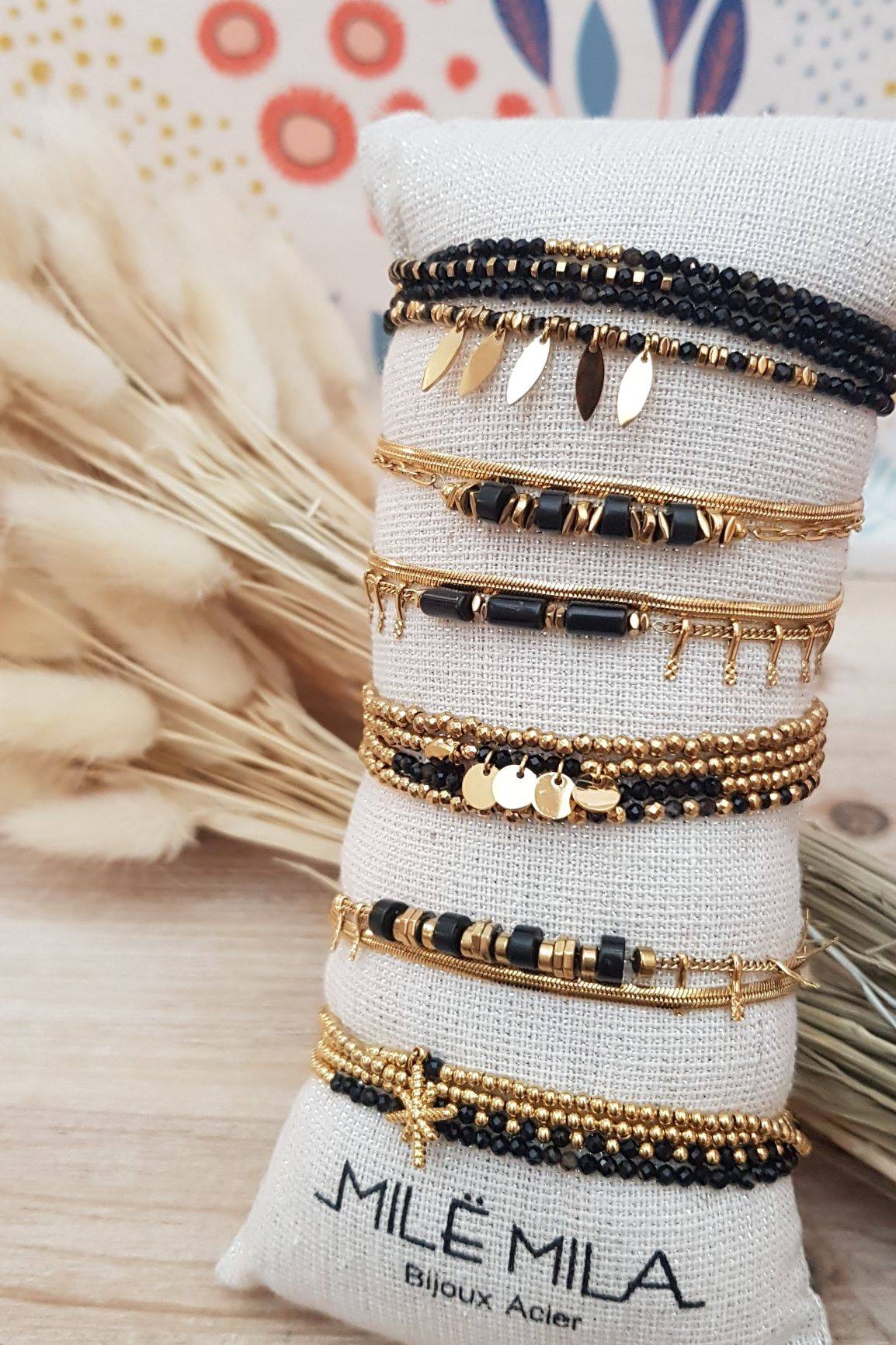 Bracelet acier multi 22 noir-2